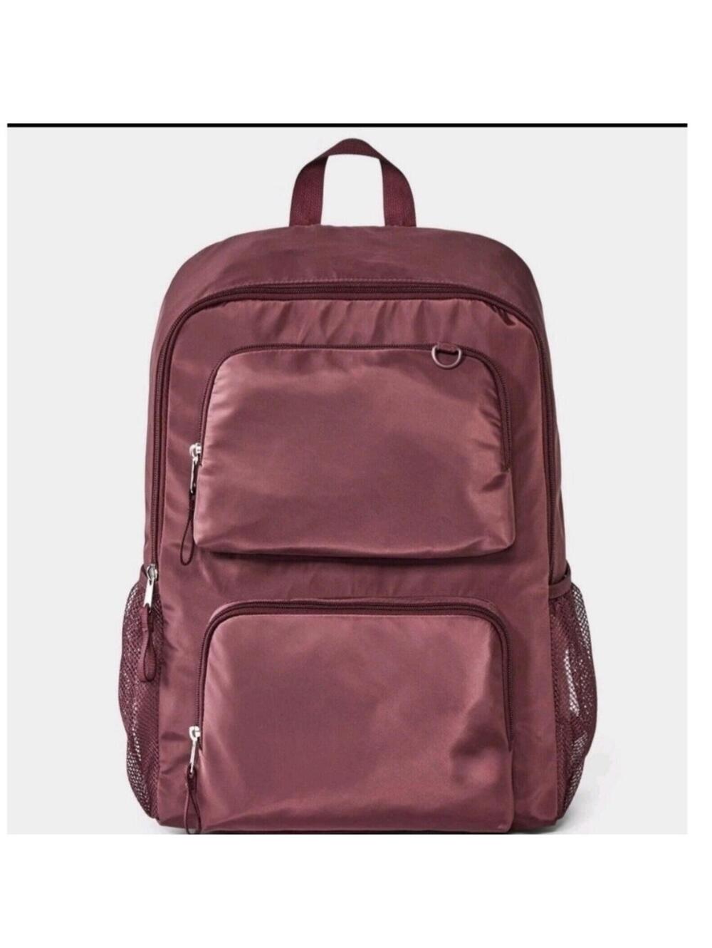 Durable Burgundy Backpack with Multiple Compartments